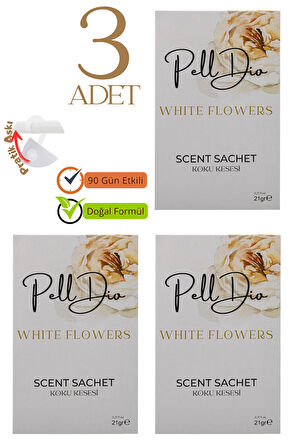 3'lü White Flowers Dolap Kokusu, Ayakkabılık Ve Çekmece Kokusu Kesesi