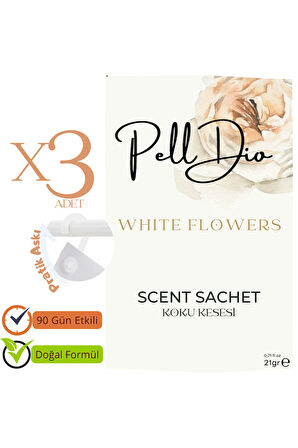 3'lü White Flowers Dolap Kokusu, Ayakkabılık Ve Çekmece Kokusu Kesesi