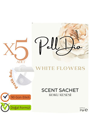 5'li White Flowers Dolap Kokusu, Ayakkabılık Ve Çekmece Kokusu Kesesi