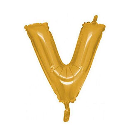 V Harfi Altın Folyo Balon 40 inch 90 cm