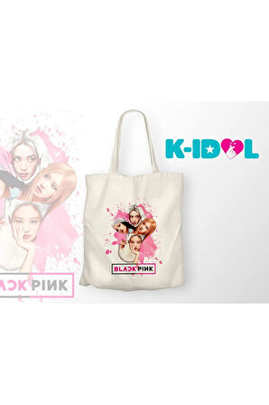 Blackpink Siluet Pembe Damla Lekeli Bez Çanta