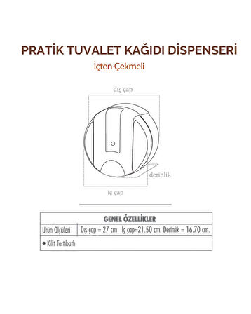 Pratik Tuvalet Kağıdı Dispenseri (İçten Çekmeli) Şeffaf Füme