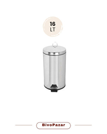 Krom Pedallı Çöp Kovası 16 Lt.