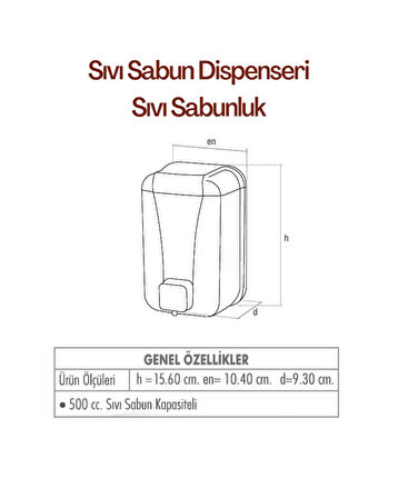 Sıvı Sabunluk Sabun Dispenseri Duvara Monte Beyaz 1000 cc