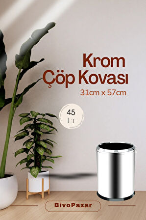 Palex Krom Çemberli Çöp Kovası 45 Lt