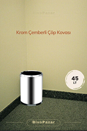 Palex Krom Çemberli Çöp Kovası 45 Lt