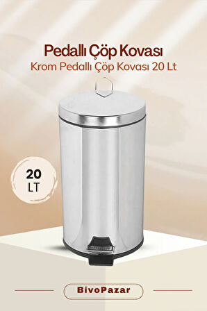 (Bivopazar) Palex Krom Pedallı Çöp Kovası 20 Lt