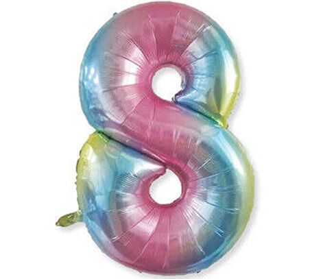 8 Rakamı Rengarenk Folyo Balon 40 Inch 90 Cm