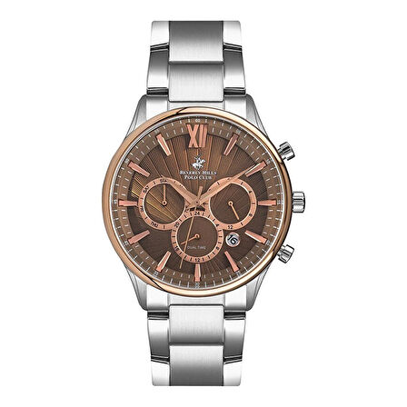 Beverly Hills Polo Club BP3001X.540 Erkek Kol Saati | 42 mm, Rose Gold Bezel, Kahverengi Kadran, Seramik Safir Kaplamalı Cam