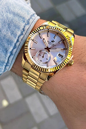 Beverly Hills Polo Club BP3056X.130 Erkek Kol Saati | 41mm Kasa, Altın Renk, Paslanmaz Çelik