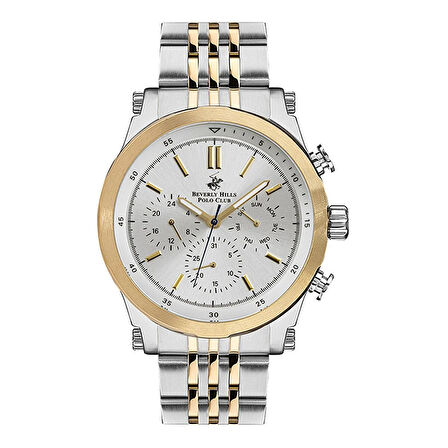 Beverly Hills Polo Club BP3142X.330 Erkek Kol Saati – Silver Gold Çelik Kasa ve Kordon, Multifonksiyon Quartz Mekanizma