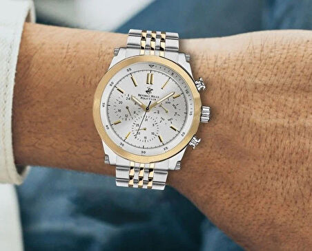 Beverly Hills Polo Club BP3142X.330 Erkek Kol Saati – Silver Gold Çelik Kasa ve Kordon, Multifonksiyon Quartz Mekanizma
