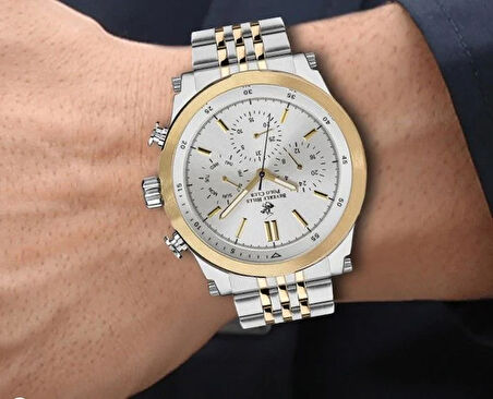 Beverly Hills Polo Club BP3142X.330 Erkek Kol Saati – Silver Gold Çelik Kasa ve Kordon, Multifonksiyon Quartz Mekanizma