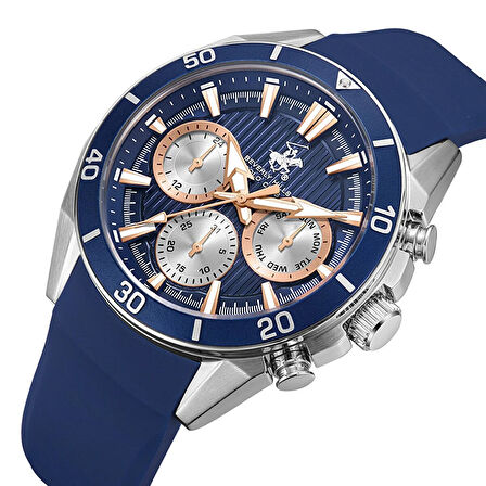 Beverly Hills Polo Club BP3730X.399 Unisex Kol Saati | Lacivert Silikon Kordon & Rose Gold Detaylar