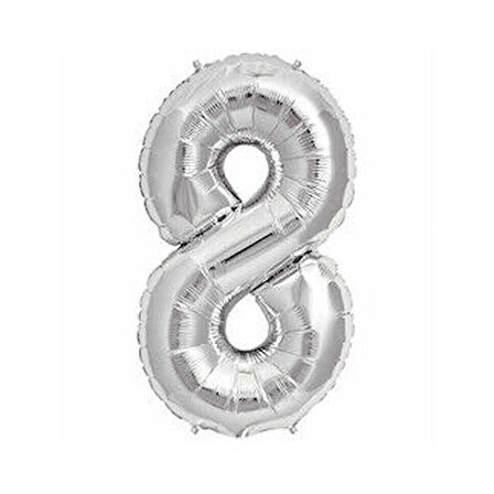 Benim Marifetlerim 8 Rakamı Gümüş Folyo Balon 40 Inch 90 cm