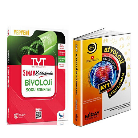 Sınav TYT ve Miray AYT Biyoloji Soru Bankası Seti 2 Kitap