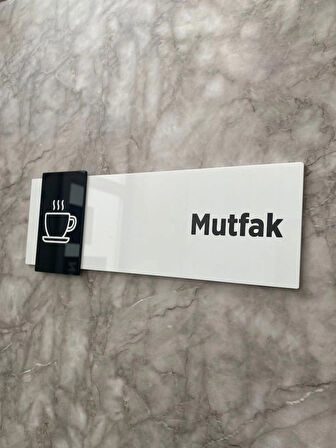 Basic Pearl Black Seri Mutfak Kapı İsimliği Yönlendirme Levhası