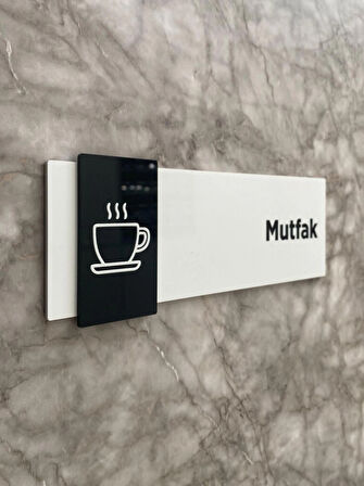 Basic Pearl Black Seri Mutfak Kapı İsimliği Yönlendirme Levhası