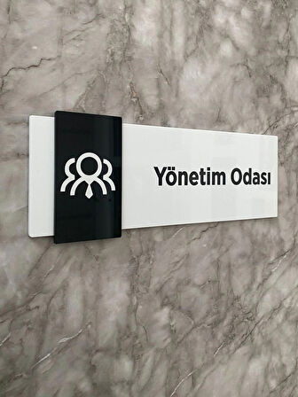 Basic Pearl Black Seri Yönetim Odası Yönlendirme Levhası Kapı İsimliği