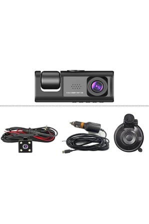 64GB Araç İçi Kamera 3 Kameralı (Yol + Araç İçi+ Arka) FHD Video Kayıt Mikrofonlu Türkçe CC-33