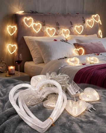 Kalp Şeklinde LED Neon Işık Dekoratif Romantik Oda ve Duvar Lambası