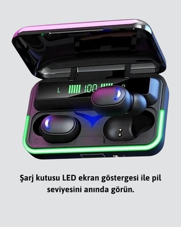 Uzun Pil Ömürlü E10 Powerbank Bluetooth Kulaklık LED Gösterge