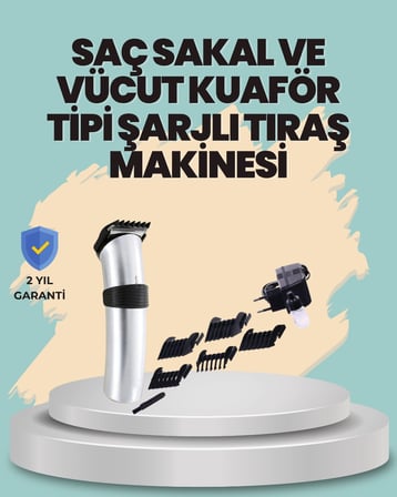 Profesyonel Erkek Tıraş Makinesi – Kablosuz, Paslanmaz Bıçaklı ve Tam Aksesuar