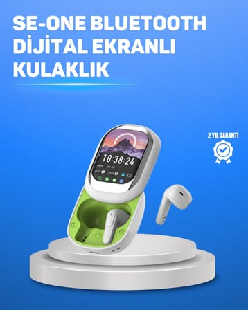 Şık Tasarımlı Siyah Beyaz Kablosuz Kulaklık Çoklu Dil Destekli