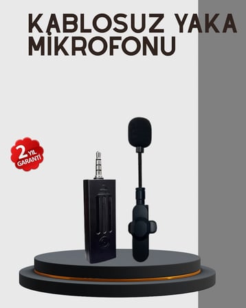 Eco Lounge Kablosuz Yaka Mikrofonu 20 Metre Menzilli Gümüş Gürültü Engelleyici 2.4GHz