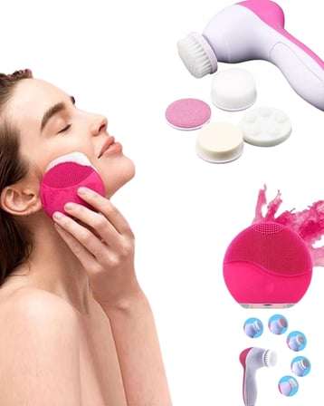 İkili Cilt Bakım Seti 5 Başlıklı Yüz Temizleme ve Masaj Aleti Canlandırıcı ve Onarıcı