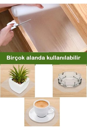 Mutfak Kaydırmaz Şeffaf Raflık Kaymaz Dolap Içi Çekmece Örtüsü Pvc 45x300 Cm Koruyucu Eva Kalın