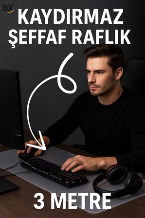 Şeffaf Kaydırmaz Raflık 45x300 Cm Dolap İçi, Çekmece ve Buzdolabı İçin Koruyucu EVA Pvc Örtü