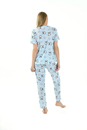 Yeni Inci Panda Baskı Kadın Pijama Takımı