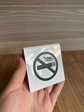 Beyaz Parlak Masaüstü Sigara İçilmez İsimlik (Çift Yönlü)