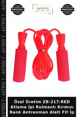 Özel Üretim ZB-217-RED Atlama İpi Rulmanlı Kırmızı Renk Antrenman Aleti Fit İp