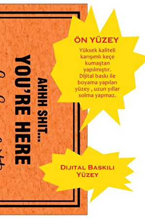 You Are Here Çok Amaçlı İç ve Dış Mekan Dekoratif Kapı Önü Paspası 45x70