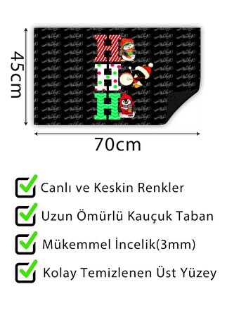 Ho Ho Ho Kapı Önü Paspası Dekoratif Kapı Paspası Dış Mekan Paspas Ev Içi Paspası 45x70cm