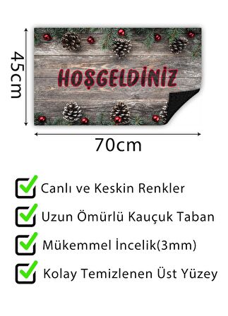 Hoşgeldiniz Ahşap Kapı Önü Paspası Dekoratif Kapı Paspası Dış Mekan Paspas Ev Içi Paspası 45x70cm