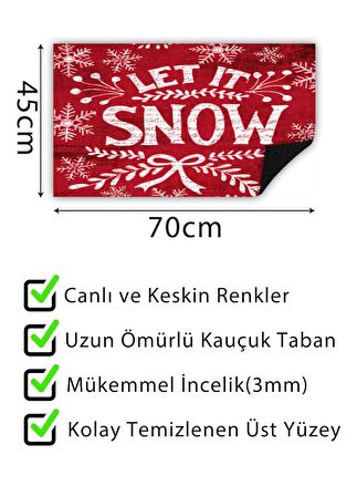 Let It Snow Kapı Önü Paspası Dekoratif Kapı Paspası Dış Mekan Paspas Ev Içi Paspası 45x70cm