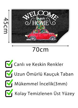 Welcome To Our Home Kapı Önü Paspası Dekoratif Kapı Paspası Dış Mekan Paspas Ev Içi Paspası 45x70cm