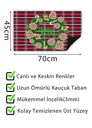 Yeni Yıl Süs Kapı Önü Paspası Dekoratif Kapı Paspası Dış Mekan Paspas Ev Içi Paspası 45x70cm