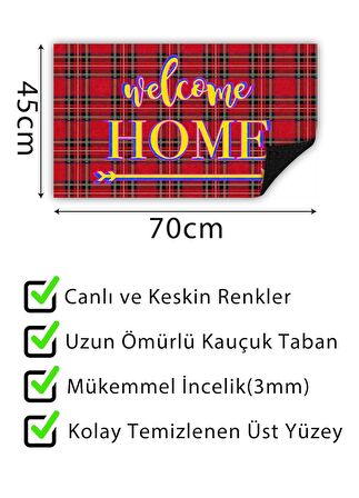 Welcome Home Kapı Önü Paspası Dekoratif Kapı Paspası Dış Mekan Paspas Ev Içi Paspası 45x70cm