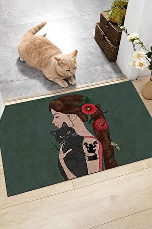 Dost Kedi Kapı Önü Paspası Dekoratif Kapı Paspası Dış Mekan Paspas Ev Içi Paspası 45x70cm