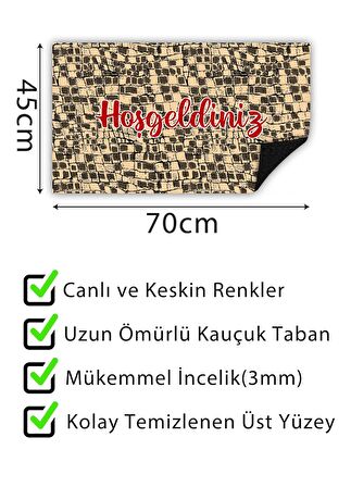 Hoşgeldiniz Dekoratif Kapı Önü Paspası Dekoratif Kapı Paspası Dış Mekan Paspas Ev Içi Paspası 45x70cm