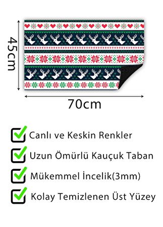 Örme Geyik Kapı Önü Paspası Dekoratif Kapı Paspası Dış Mekan Paspas Ev Içi Paspası 45x70cm