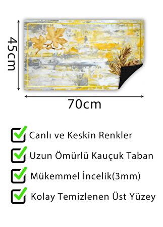 Altın Yaprak Kapı Önü Paspası Dekoratif Kapı Paspası Dış Mekan Paspas Ev Içi Paspası 45x70cm