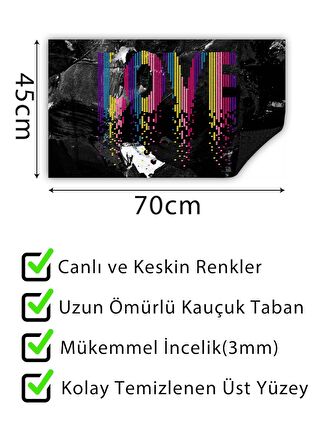 Love Kapı Önü Paspası Dekoratif Kapı Paspası Dış Mekan Paspas Ev Içi Paspası 45x70cm