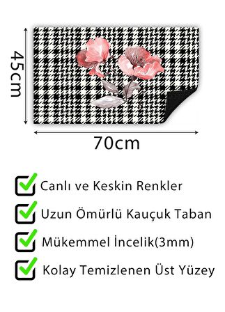 Rose Kapı Önü Paspası Dekoratif Kapı Paspası Dış Mekan Paspas Ev Içi Paspası 45x70cm