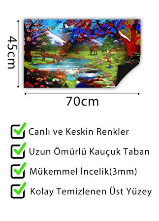 Manzara Hayvanlar Kapı Önü Paspası Dekoratif Kapı Paspası Dış Mekan Paspas Ev Içi Paspası 45x70cm