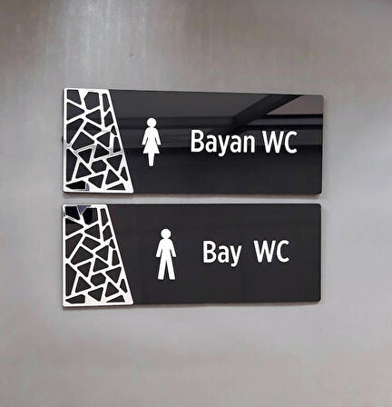 Black Pearl Serisi Silver Kadın & Erkek Wc Yönlendirme Seti